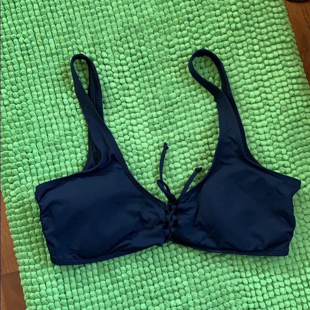 L Space Black lace up bikini top